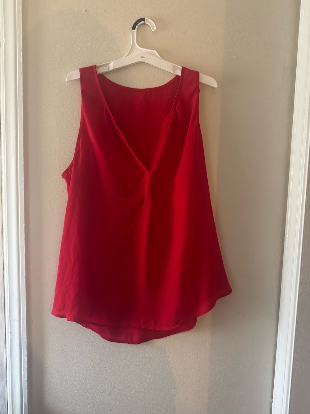 Red Sleeveless V-Neck Women's Top